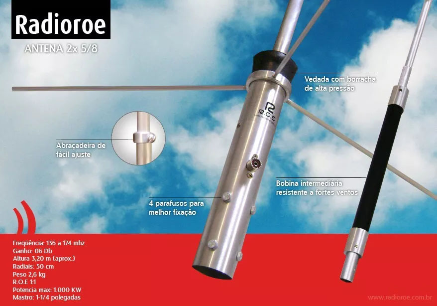 Antena Roe Vhf Base 136 A 174mhz 2x5/8   R$198 — Foto 1